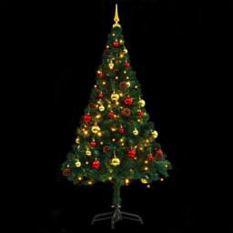 Berkfield Home Stylish Artificial Pre-lit Christmas Tree with Baubles Green 150 cm - thumbnail 5