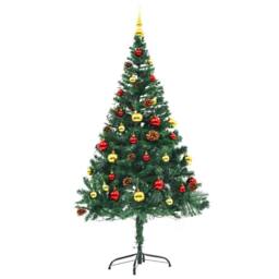 Berkfield Home Stylish Artificial Pre-lit Christmas Tree with Baubles Green 150 cm - thumbnail 4