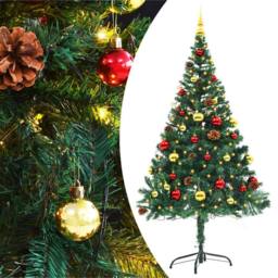 Berkfield Home Stylish Artificial Pre-lit Christmas Tree with Baubles Green 150 cm - thumbnail 2