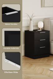 Home Discount Vida Designs Trega 3Pc Bedroom Set(3Dr Bedside, 4Dr Chest & Wardrobe) in Black - thumbnail 5