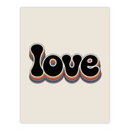 "Artery8 Love Funky Rainbow Retro Font Typography Word Wall Art Print in Beige - Size: W12"" x H16""" - thumbnail 1