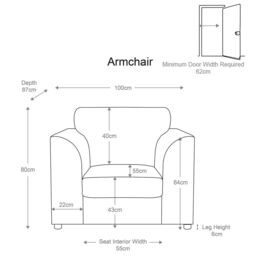 Furnishings For Less UK Luxor Jumbo Cord Fabric Armchair in Cream - thumbnail 5