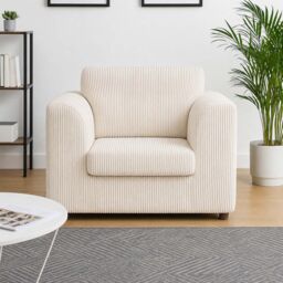 Furnishings For Less UK Luxor Jumbo Cord Fabric Armchair in Cream - thumbnail 2