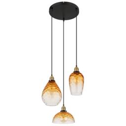 Netlighting Salvy Cluster Pendant Matt Black Amber Glass Shade 3x E27 - thumbnail 2