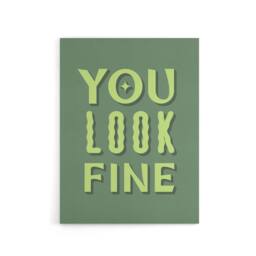 "Artery8 You Look Fine Sage Green Simple Cheeky Canvas Wall Art Print - Size: W24"" x H32""" - thumbnail 1