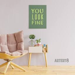 "Artery8 You Look Fine Sage Green Simple Cheeky Canvas Wall Art Print - Size: W24"" x H32""" - thumbnail 3