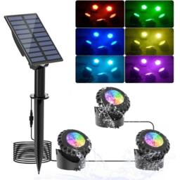 Nordara 3-in-1 Solar RGB LED Pond Underwater Fountain Light in Black - thumbnail 3