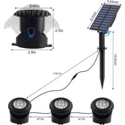 Nordara 3-in-1 Solar RGB LED Pond Underwater Fountain Light in Black - thumbnail 2