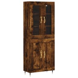 Berkfield Home Highboard Smoked Oak 69.5x34x180 cm Engineered Wood in Brown - thumbnail 2