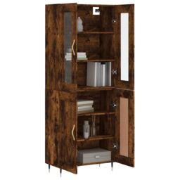 Berkfield Home Highboard Smoked Oak 69.5x34x180 cm Engineered Wood in Brown - thumbnail 3
