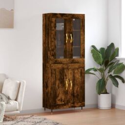 Berkfield Home Highboard Smoked Oak 69.5x34x180 cm Engineered Wood in Brown - thumbnail 1