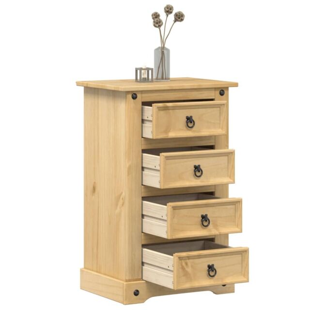 Berkfield Home Bedside Cabinet Corona 53x39x84 cm Solid Wood Pine in Brown - Size: 53 x 39 x 84 cm - image 1
