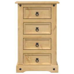 Berkfield Home Bedside Cabinet Corona 53x39x84 cm Solid Wood Pine in Brown - Size: 53 x 39 x 84 cm - thumbnail 4