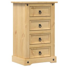 Berkfield Home Bedside Cabinet Corona 53x39x84 cm Solid Wood Pine in Brown - Size: 53 x 39 x 84 cm - thumbnail 2