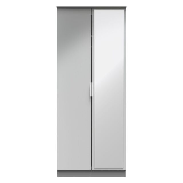 Ready Assembled 2 U Dover 2 Door Mirrored Robe (Ready Assembled) in Dark Grey - image 1
