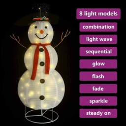 Berkfield Home Fabric Decorative Christmas Snowman Figure LED Luxury Fabric 180cm