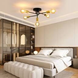 COMELY Sputnik Ceiling Lights, 5 Lights E27 Vintage Semi Flush Ceiling Lights in Black - thumbnail 2