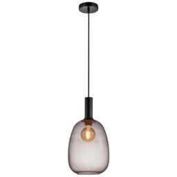 Nordlux Alton Pendant Light Black Glass Dining Room E27 Mains 23cm