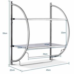Gymax 2-Tier Wall Mount Bathroom Shelf Towel Bars Double Layer Toilet Rack in Silver - thumbnail 6
