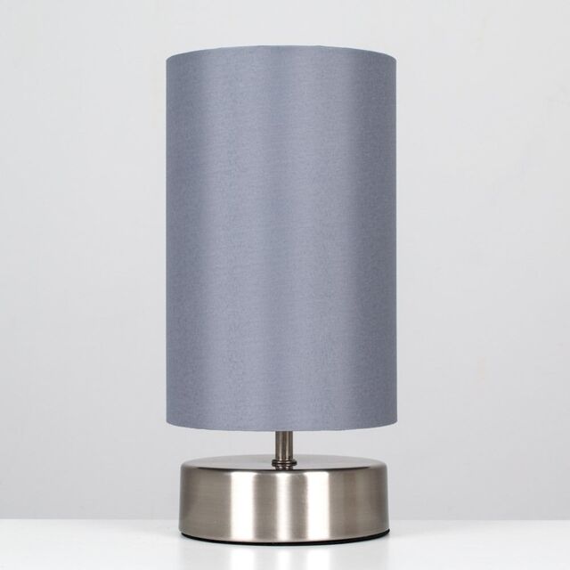 ValueLights Francis Brushed Chrome Dimmable Touch Table Lamps with Fabric Shade in Silver - image 1