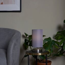 ValueLights Francis Brushed Chrome Dimmable Touch Table Lamps with Fabric Shade in Silver - thumbnail 3