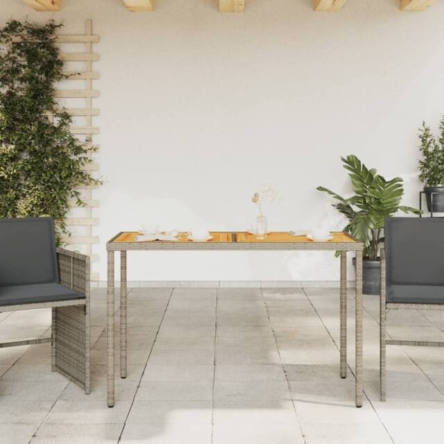 Berkfield Home Garden Table with Acacia Wood Top Grey 115x54x74 cm Poly Rattan - Size: 115 x 54 x 74 cm - image 1