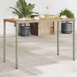 Berkfield Home Garden Table with Acacia Wood Top Grey 115x54x74 cm Poly Rattan - Size: 115 x 54 x 74 cm - thumbnail 2