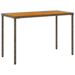 Berkfield Home Garden Table with Acacia Wood Top Grey 115x54x74 cm Poly Rattan - Size: 115 x 54 x 74 cm - thumbnail 6