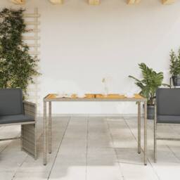 Berkfield Home Garden Table with Acacia Wood Top Grey 115x54x74 cm Poly Rattan - Size: 115 x 54 x 74 cm - thumbnail 1