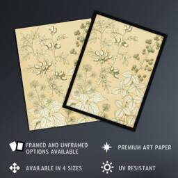"Artery8 Wild Rose Ivy Blackberry Botanical Jones Vintage Wall Art Print Poster in Beige - Size: W12"" x H16""" - thumbnail 2