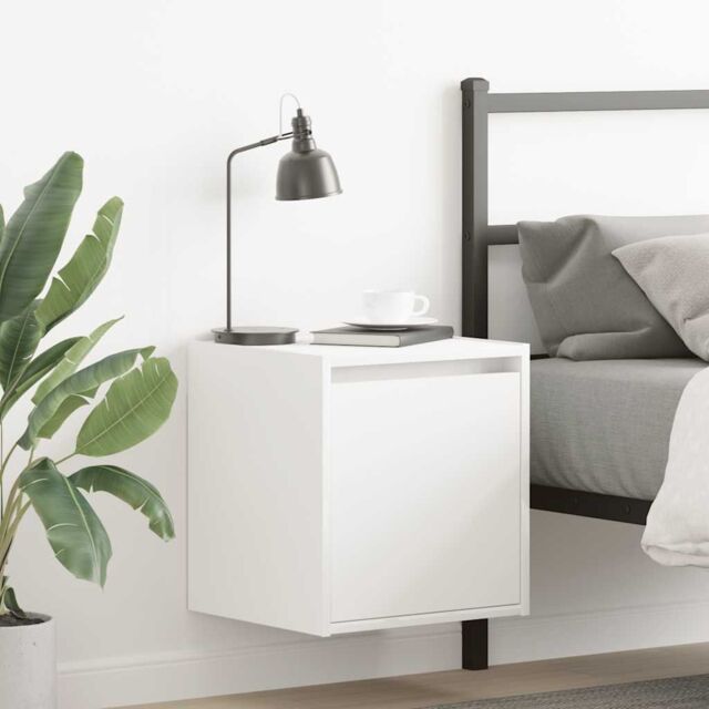 Berkfield Home Wall-Mounted Bedside Cabinet White 38x34x40 cm - Size: 38 x 34 x 40 cm - image 1