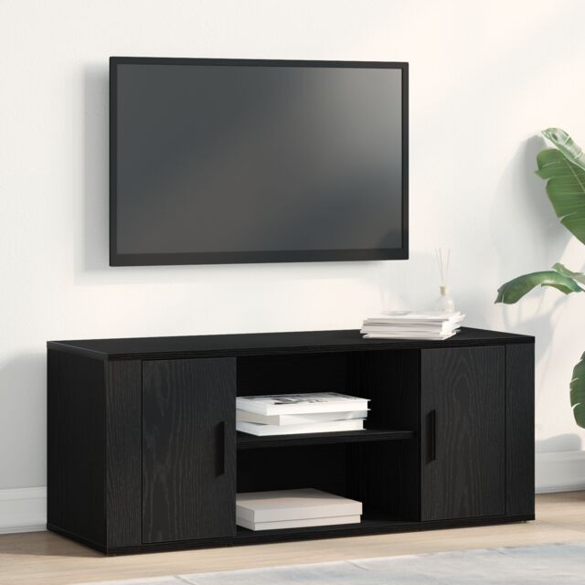 Berkfield Home TV Cabinet Black Oak 100x35x40 cm Engineered Wood - Size: 100 x 35 x 40 cm - image 1