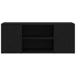 Berkfield Home TV Cabinet Black Oak 100x35x40 cm Engineered Wood - Size: 100 x 35 x 40 cm - thumbnail 6