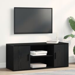 Berkfield Home TV Cabinet Black Oak 100x35x40 cm Engineered Wood - Size: 100 x 35 x 40 cm - thumbnail 1