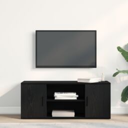 Berkfield Home TV Cabinet Black Oak 100x35x40 cm Engineered Wood - Size: 100 x 35 x 40 cm - thumbnail 4