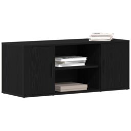 Berkfield Home TV Cabinet Black Oak 100x35x40 cm Engineered Wood - Size: 100 x 35 x 40 cm - thumbnail 3