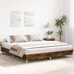 Berkfield Home Bed Frame No Mattress Smoked Oak 200x200 cm Engineered Wood in Brown - thumbnail 3
