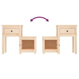 Berkfield Home Bedside Cabinet 79.5x38x65.5 cm Solid Wood Pine in Light Tan - thumbnail 5