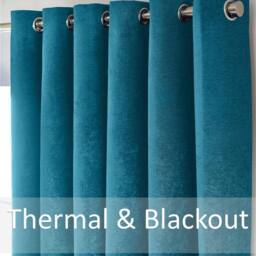 Luxury Living Chenille Blackout Eyelet Curtains Thermal Triple Weave Pair in Teal - Size: 117 cm width x 229 cm drop - thumbnail 3