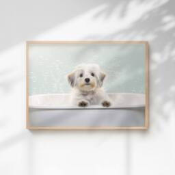 60 SECOND MAKEOVER Havanese In The Bath Quirky Animal Print - Size: A4 - thumbnail 1