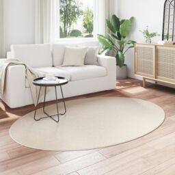 Berkfield Home Rugs Beige Polyester 140 x 200 cm Non-slip Area Rugs Oval - Size: Medium - thumbnail 3