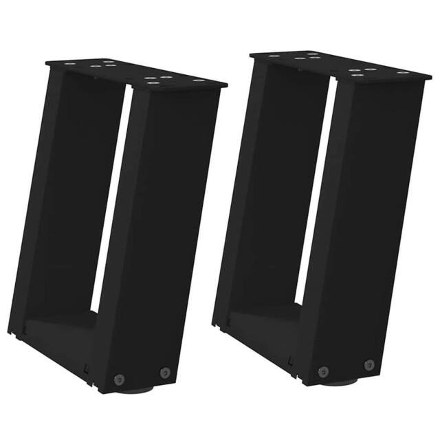 Berkfield Home Coffee Table Legs U-Shaped 2 pcs Black 30x(30-31) cm Steel - image 1