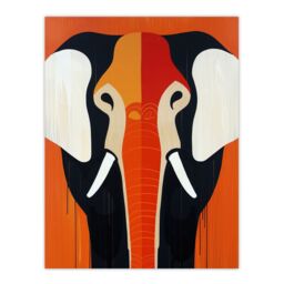 "Artery8 Elephant Orange White Black Graphic Design Wall Art Print - Size: W18"" x H24""" - thumbnail 1