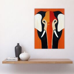 "Artery8 Elephant Orange White Black Graphic Design Wall Art Print - Size: W18"" x H24""" - thumbnail 4