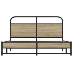 Berkfield Home Bed Frame Without Mattress 150x200 cm Smoked Oak Engineered Wood in Brown - thumbnail 5