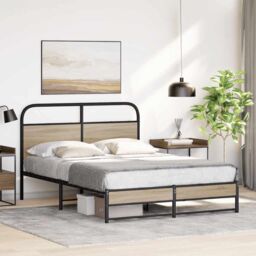 Berkfield Home Bed Frame Without Mattress 150x200 cm Smoked Oak Engineered Wood in Brown - thumbnail 4