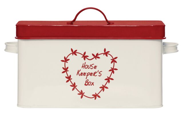 Orsina Distinctive Housekeeper Box, Cream Storage Box With Red Accent, Cleaner Box For Bathroom Cleaning Products - image 1