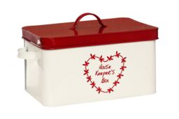 Orsina Distinctive Housekeeper Box, Cream Storage Box With Red Accent, Cleaner Box For Bathroom Cleaning Products - thumbnail 2