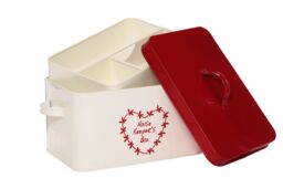 Orsina Distinctive Housekeeper Box, Cream Storage Box With Red Accent, Cleaner Box For Bathroom Cleaning Products - thumbnail 3