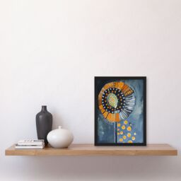 Artery8 Abstract Dandelion Orange Blue Floral Folk Art Framed Art Print - Size: A4 - thumbnail 4